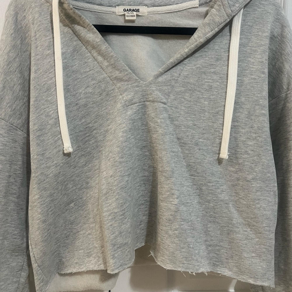 Garage Women's Light Gray V-Neck Hoodie Sweater